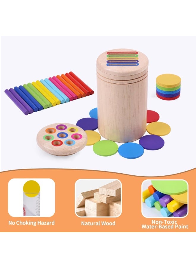 Toys for 3 Year Old, Dual Play Wooden Educational Color Sorting Toy Toddler Preschool Learning Activities, Fine Motor Skills Sensory Toys for Toddlers 3-5 Girl Boy Birthday Gifts - Image 3